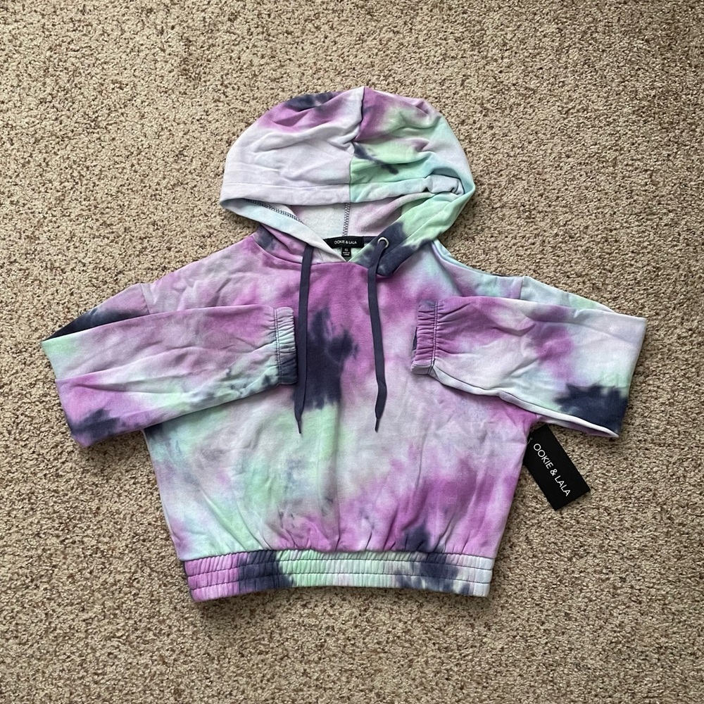 OOKIE & LALA Tie Dye Crop Hoodie NWT - XS